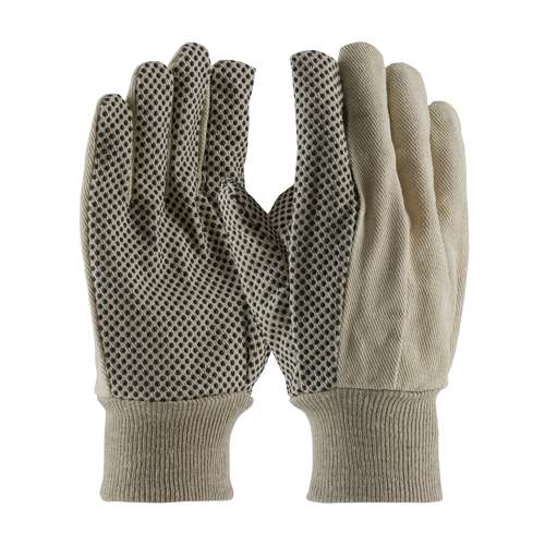 91-908PDI Economy Grade Cotton/Poly Canvas Glove with PVC Dotted Grip on Palm, Thumb and Index Finger - 8 oz.