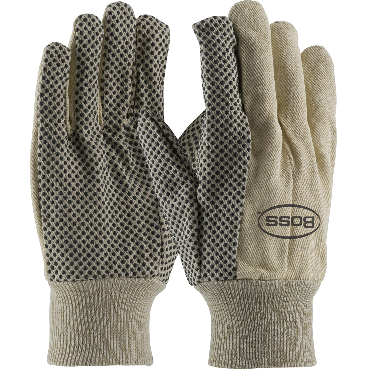 91-910PD Premium Grade 100% Cotton Canvas Glove with PVC Dotted Grip on Palm, Thumb and Index Finger - 10 oz.