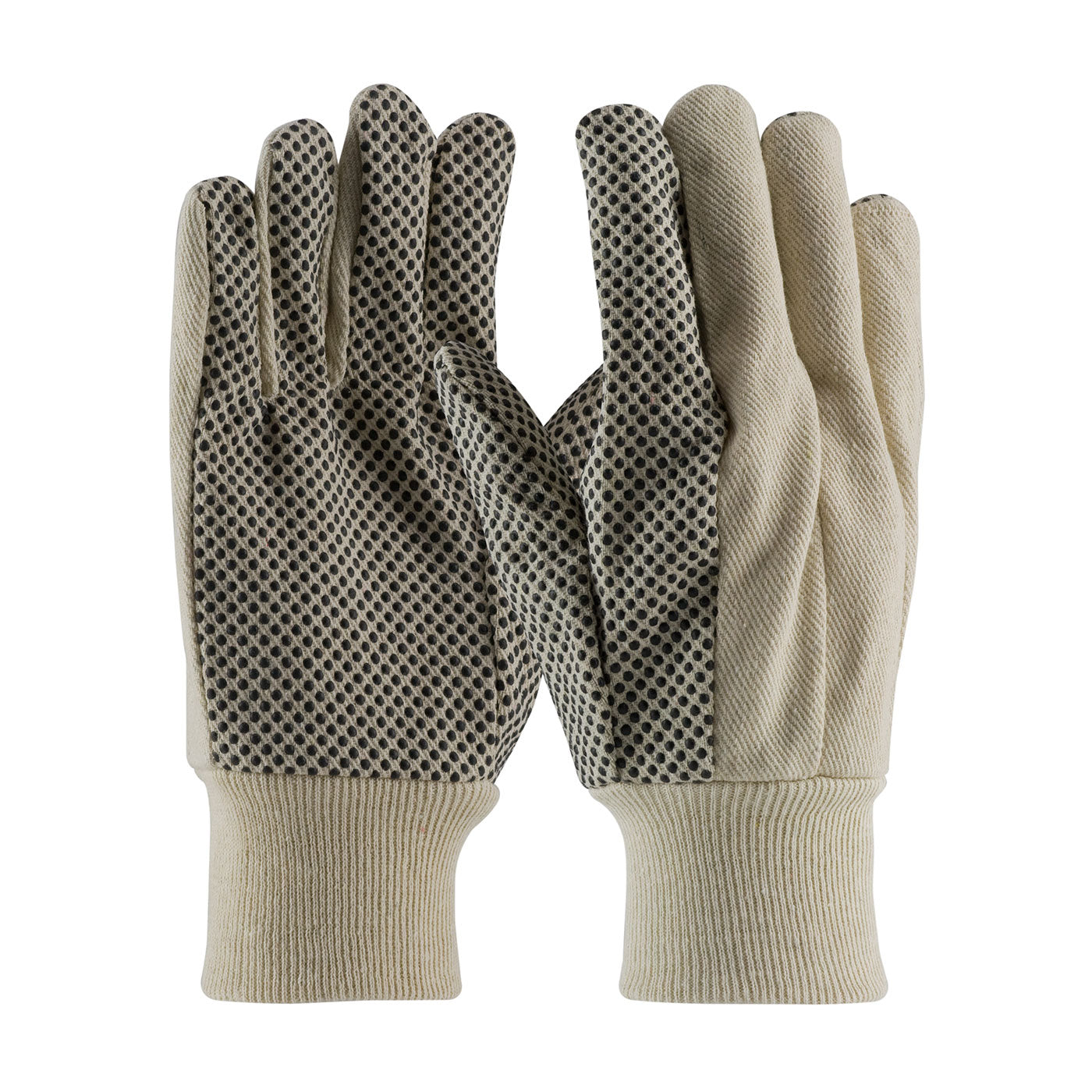 91-910PDI Economy Grade CottonPolyester Canvas Glove with PVC Dotted Grip on Palm, Thumb and Index Finger - 10 oz.
