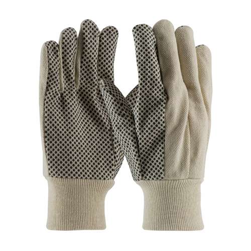 91-910PDI Economy Grade CottonPolyester Canvas Glove with PVC Dotted Grip on Palm, Thumb and Index Finger - 10 oz.