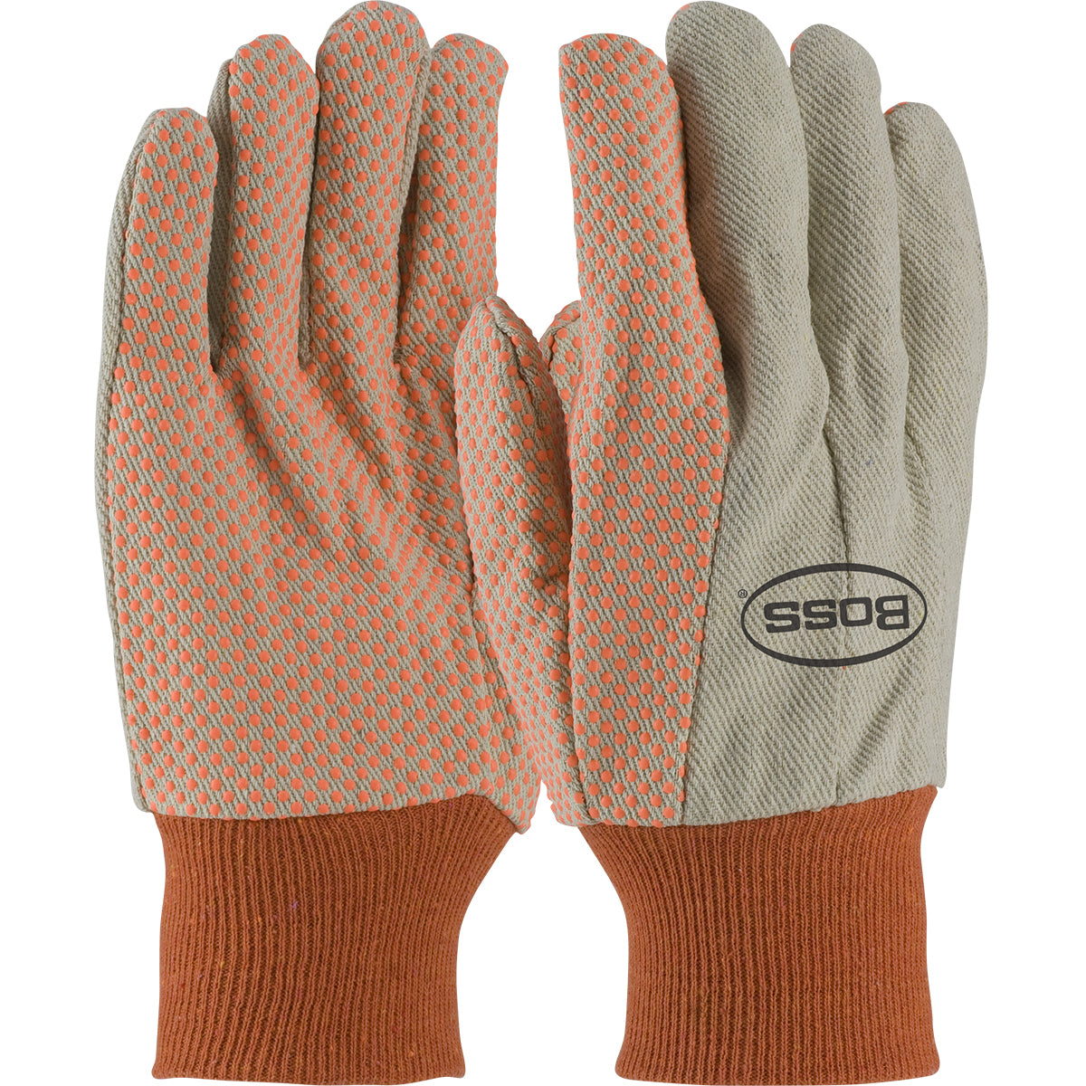 91-910PDO Premium Grade Cotton/Poly Canvas Glove with PVC Dotted Grip on Palm, Thumb and Index Finger - 10 oz.