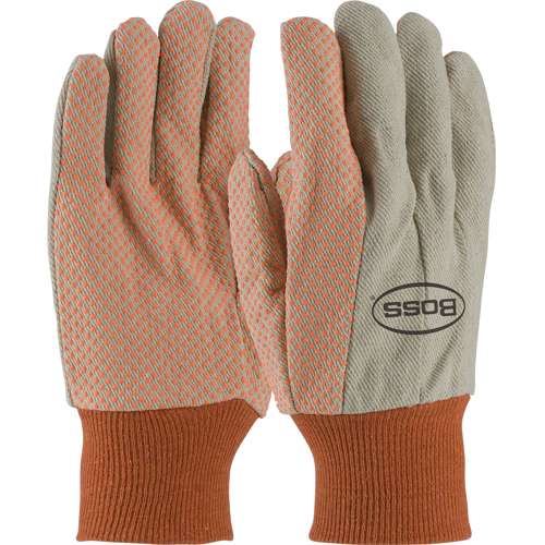91-910PDO Premium Grade Cotton/Poly Canvas Glove with PVC Dotted Grip on Palm, Thumb and Index Finger - 10 oz.