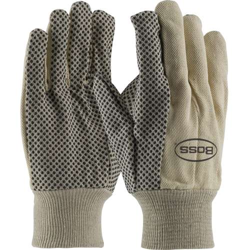91-910PD Premium Grade 100% Cotton Canvas Glove with PVC Dotted Grip on Palm, Thumb and Index Finger - 10 oz.