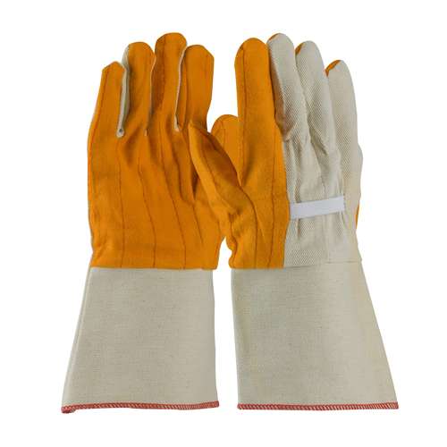 93-578G Premium Grade Chore Glove with Double Layer Palm, Canvas Back and Nap-Out Finish - Rubberized Gauntlet Cuff