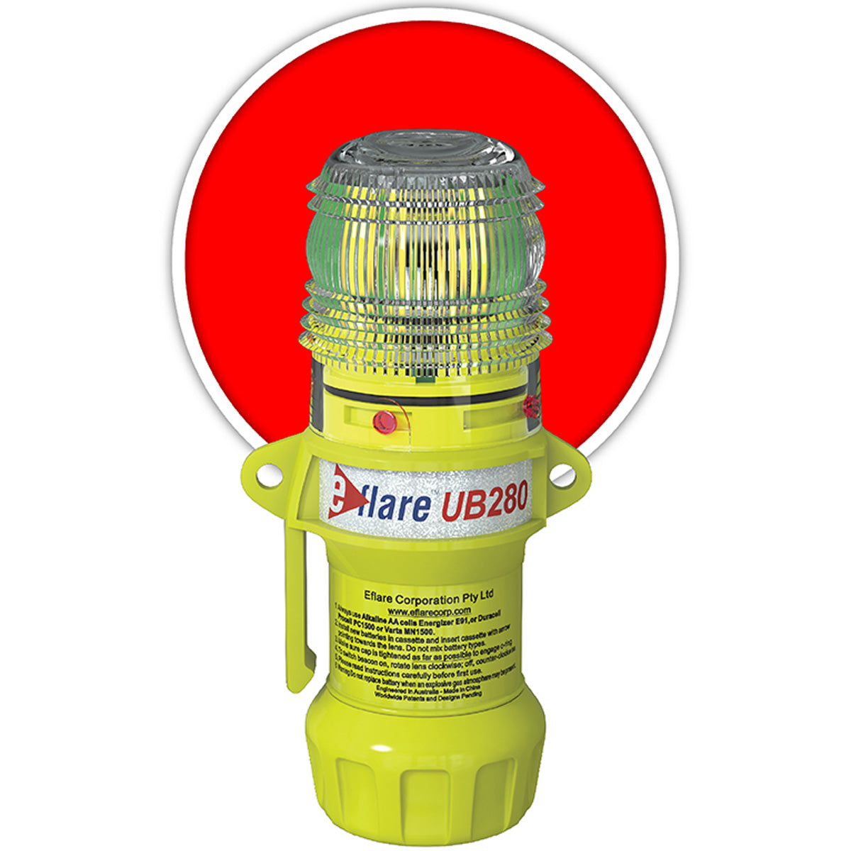 939-UB280-R 6" Safety & Emergency Beacon - Flashing / Steady-On Red