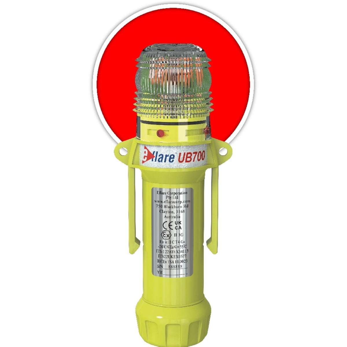 939-UB700-R 8" Safety & Emergency Beacon -Flashing / Steady-On Red