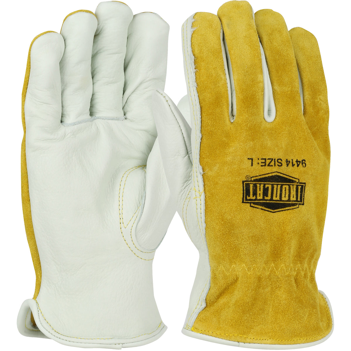 9414 Premium Grade Top Grain Cowhide Leather Drivers Glove with Split Cowhide Back - Keystone Thumb