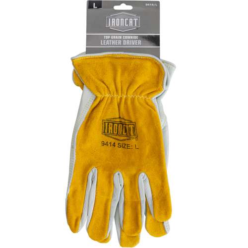 9414 Premium Grade Top Grain Cowhide Leather Drivers Glove with Split Cowhide Back - Keystone Thumb
