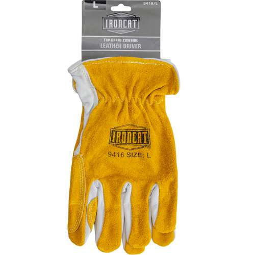 9416 Premium Grade Top Grain Cowhide Leather Drivers Glove with Split Cowhide Back and Reinforced Double Palm