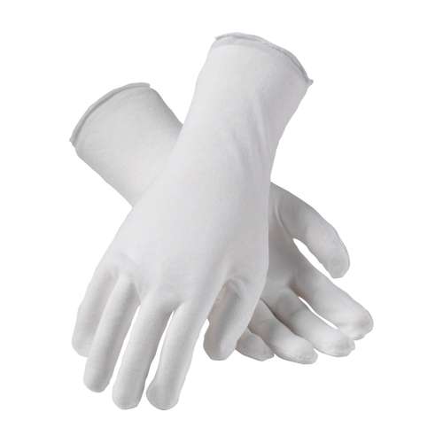 97-500/12 Premium, Light Weight Cotton Lisle Inspection Glove with Unhemmed Cuff - 12"