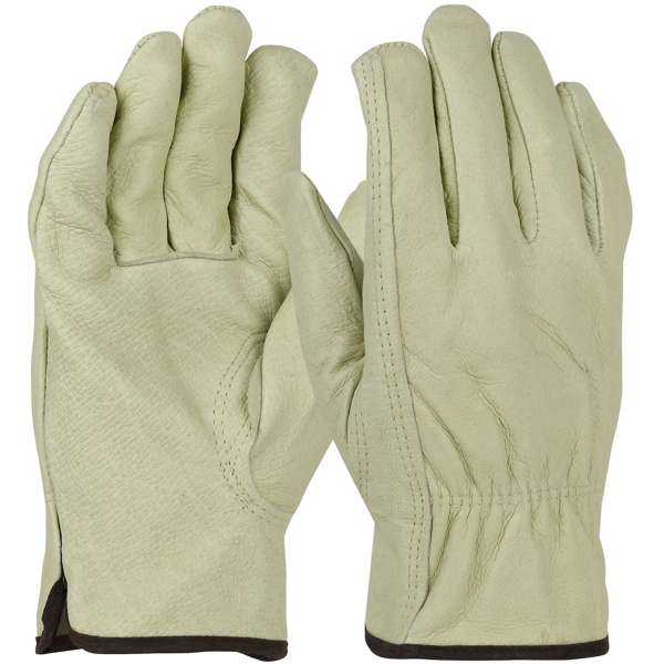 994KF Economy Top Grain Pigskin Leather Drivers Glove with Red Fleece Lining - Keystone Thumb