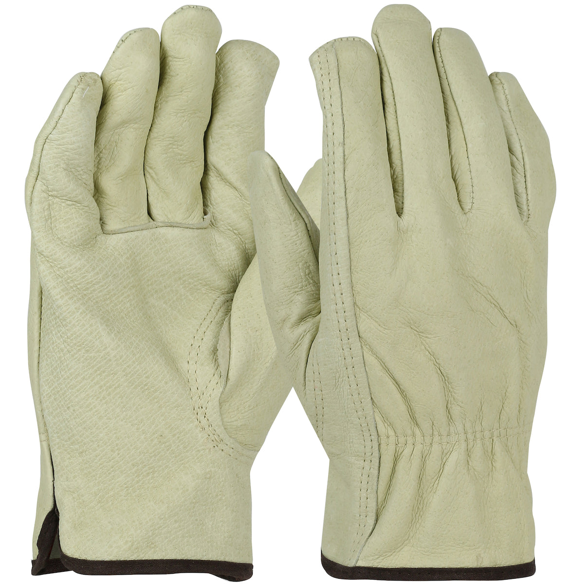 994KF Economy Top Grain Pigskin Leather Drivers Glove with Red Fleece Lining - Keystone Thumb