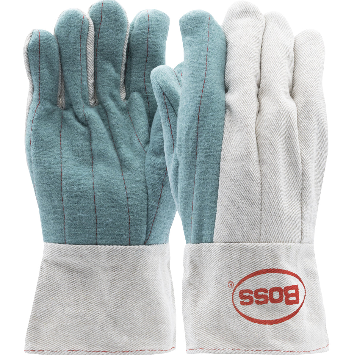 BG42SWSJI-L Regular Weight Hot Mill Glove with Band Top Cuff - 24 oz. - BOSS Logo