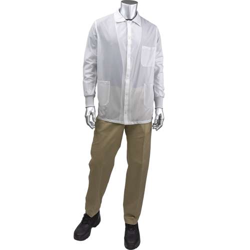 BR49AC-44WH StatStar Short ESD Labcoat - ESD Knit Cuff