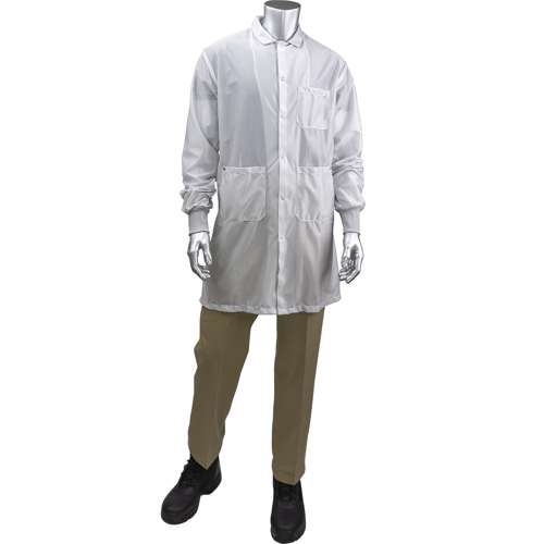 BR51C-44WH StatStar Long ESD Labcoat - ESD Knit Cuff