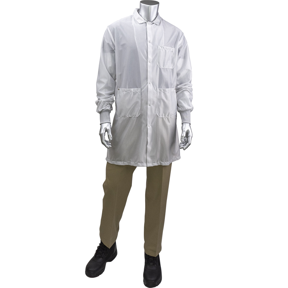 BR51C-44WH StatStar Long ESD Labcoat - ESD Knit Cuff