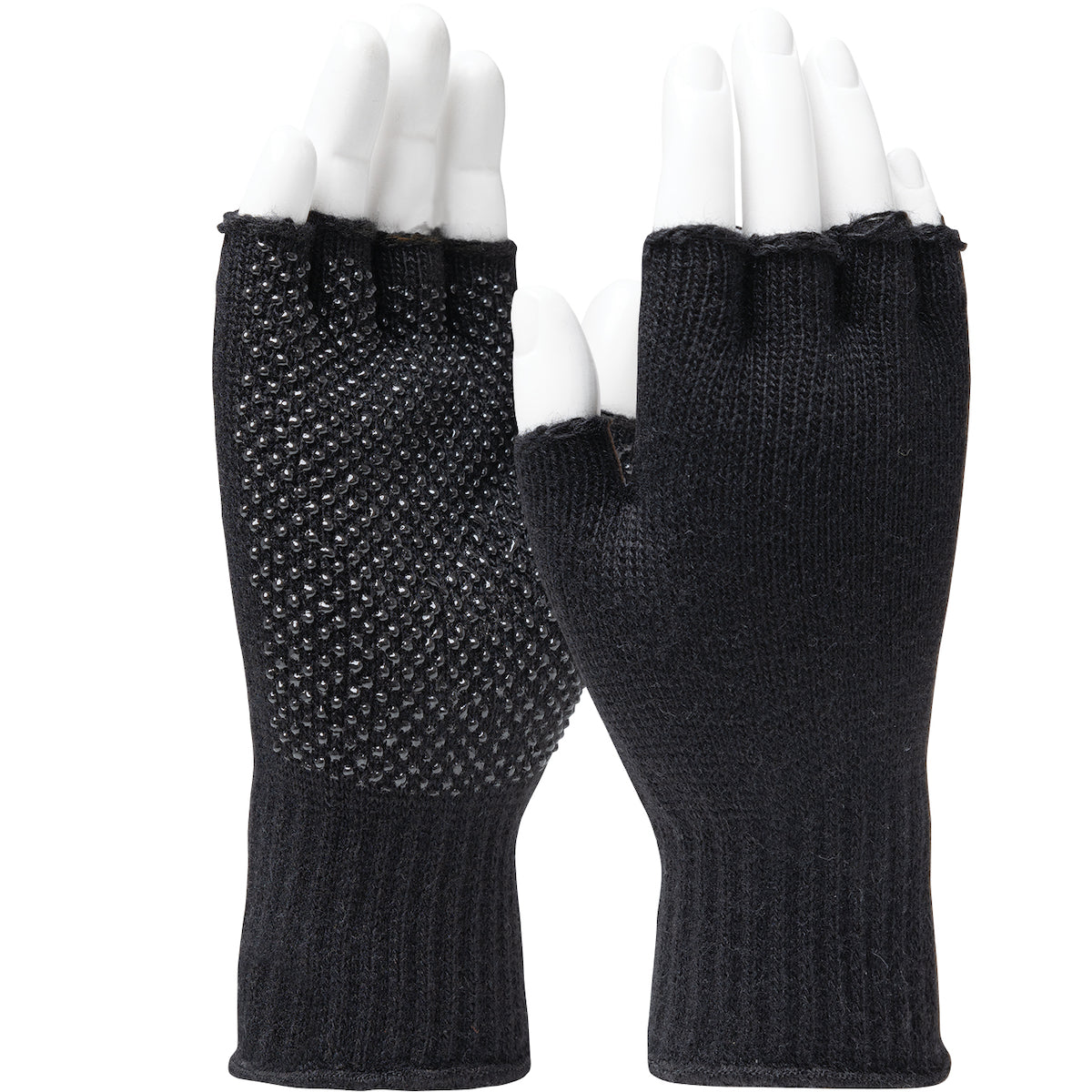 FF-FIN-TT-PN-BK Gripper Dot Fin Acrylic Fingerless Glove with Gripper Dot Palm