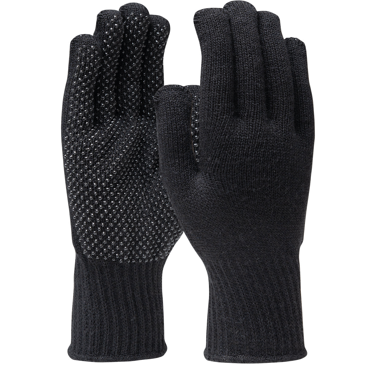 FF-TT-PN-BK WPP-GLOVE, BLACK ACRYLIC KNIT, BLACK 1-SIDE DOTS ON PALM & FINGERS