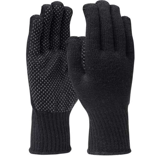 FF-TT-PN-BK WPP-GLOVE, BLACK ACRYLIC KNIT, BLACK 1-SIDE DOTS ON PALM & FINGERS