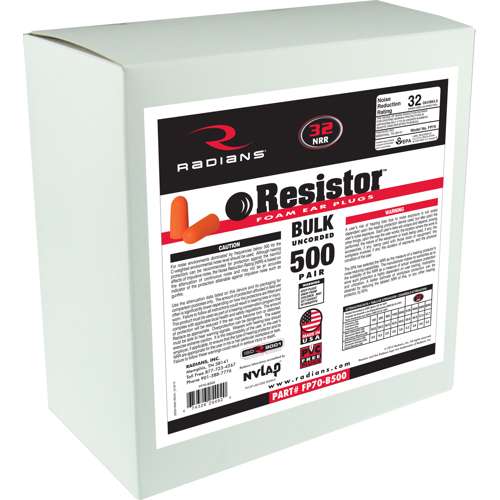 Radians FP70-B500_STY Resistor® 32 Foam Uncorded Earplug Dispenser Refill - Hearing Protection
