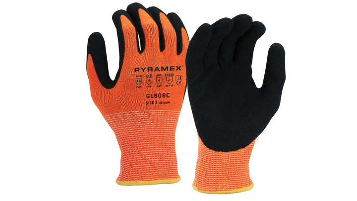 GL608C SandyNitrile 13g HPPE HiVis Org A6 Cut-XL