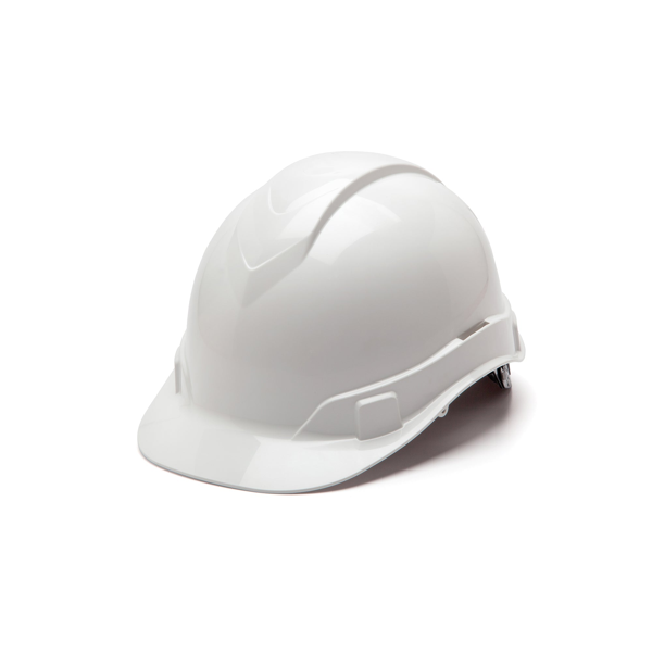 Pyramex HP44110 Ridgeline Hard Hat - White-Ridgeline Cap Style 4 Pt Ratchet Suspension