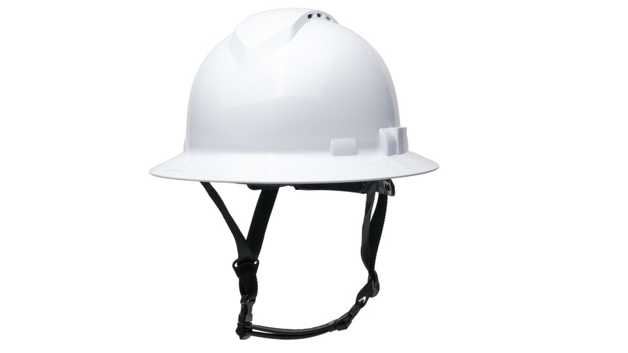 HPT256110V Ridgeline T2 Full Brim Hard Hat - Vented - White - 6pt Ratchet Suspension