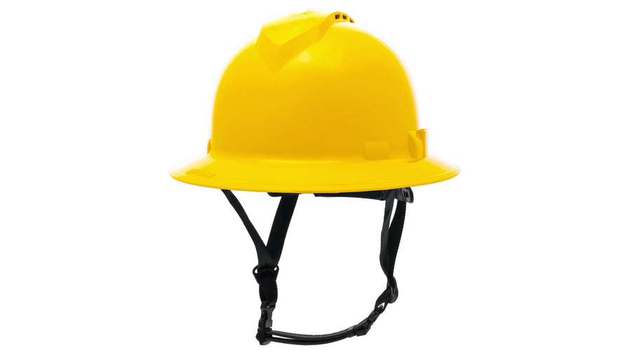 HPT256130V Ridgeline T2 Full Brim Hard Hat - Vented - Yellow - 6pt Ratchet Suspension