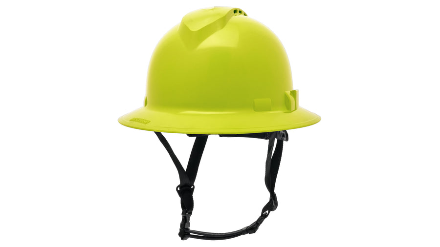HPT256131V Ridgeline T2 Full Brim Hard Hat - Vented - Hi-Vis Lime - 6pt Ratchet Suspension