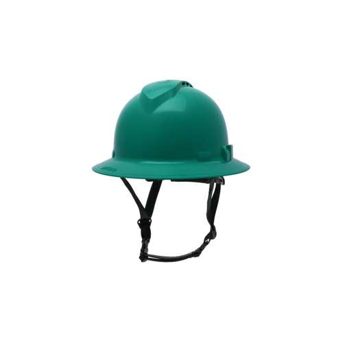 HPT256135V Ridgeline T2 Full Brim Hard Hat - Vented - Green - 6pt Ratchet Suspension