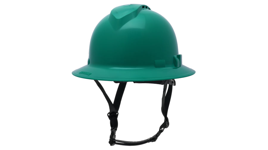 HPT256135V Ridgeline T2 Full Brim Hard Hat - Vented - Green - 6pt Ratchet Suspension