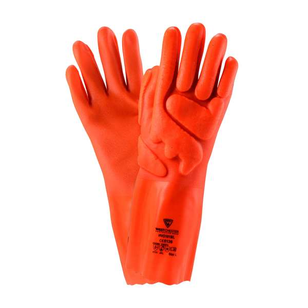 PVC Dipped Glove with Interlock Liner, Impact Protection and Rough Finish - 14"