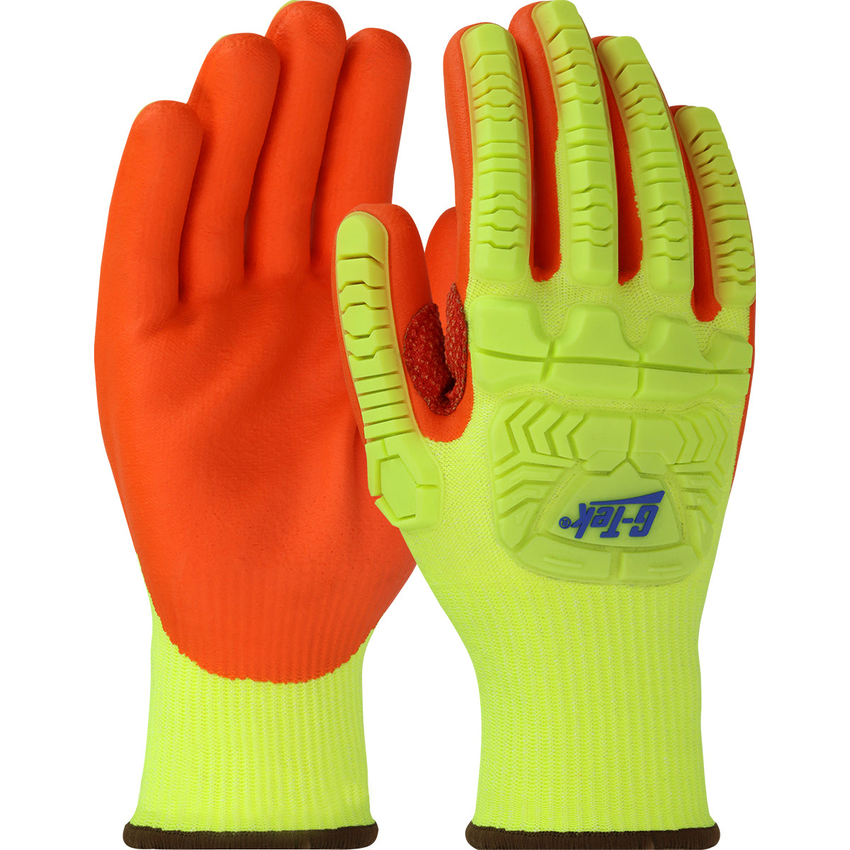 HVY710HSNFB Seamless Knit Polykor Blended Glove with Hi-Vis Impact Protection and Nitrile Foam Coated Palm & Fingers