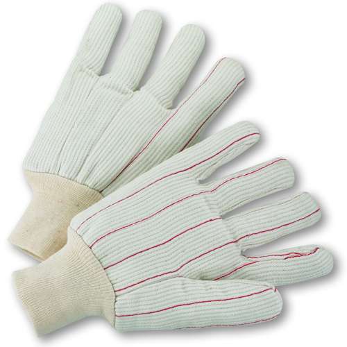 K81SCNCI Polyester/Cotton Corded Double Palm Glove with Nap-In Finish - Natural Knit Wrist