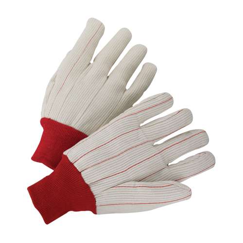 K81SCNCRI Polyester/Cotton Corded Double Palm Glove with Nap-In Finish - Red Knit Wrist