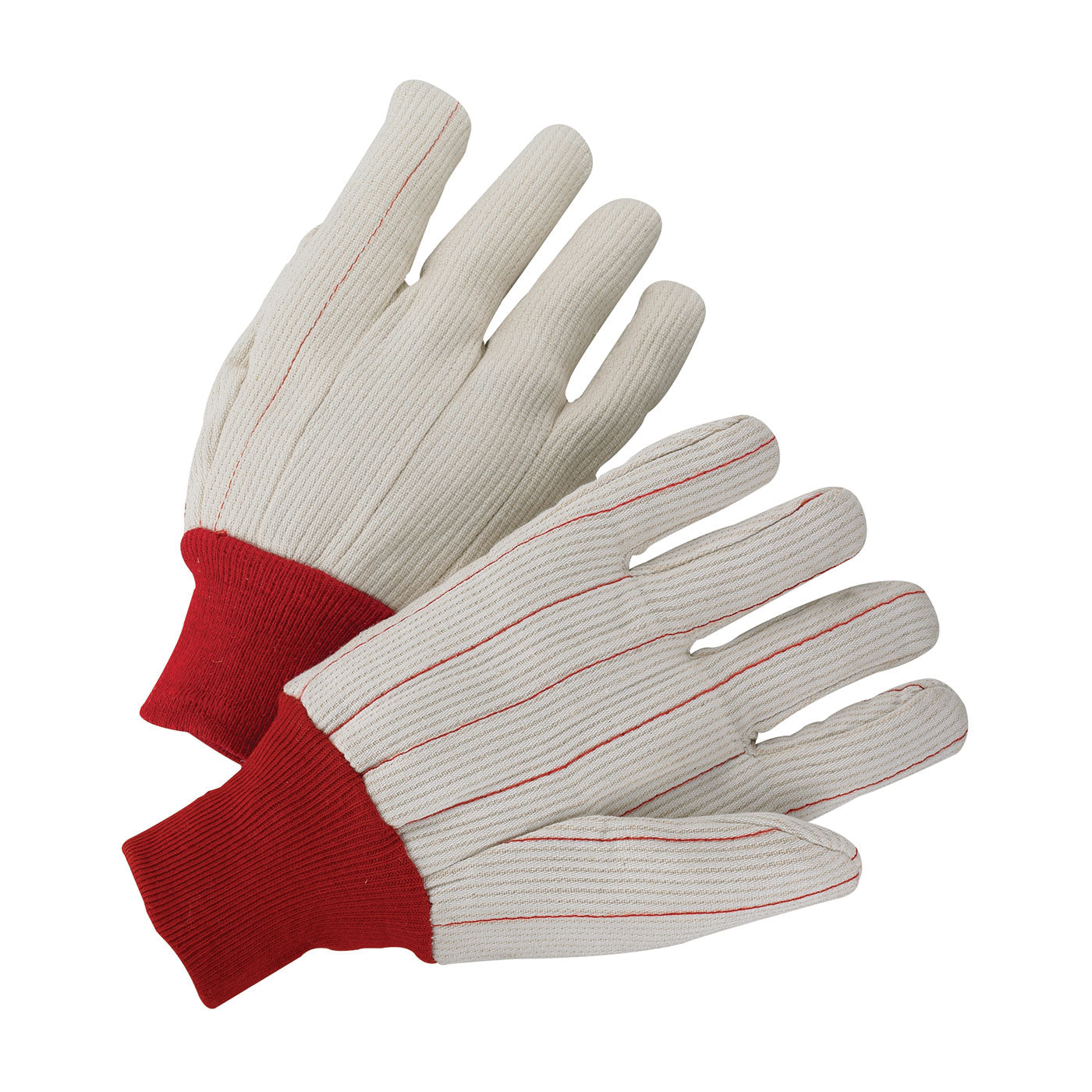 K81SCNCRI Polyester/Cotton Corded Double Palm Glove with Nap-In Finish - Red Knit Wrist