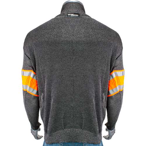 P145SP-3CM-HV2-TL ATA® Blended Cut Resistant Pullover with Hi-Vis / Reflective Taped Sleeves and Thumb Loops