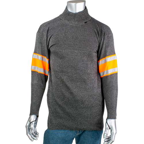 P145SP-3CM-HV2-TL ATA® Blended Cut Resistant Pullover with Hi-Vis / Reflective Taped Sleeves and Thumb Loops