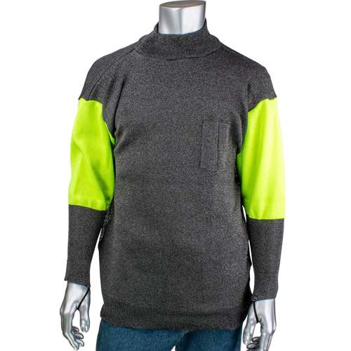 P190SP3CMHVBUV-PP1TL ATA® Blended Cut Resistant Pullover with Hi-Vis Sleeves