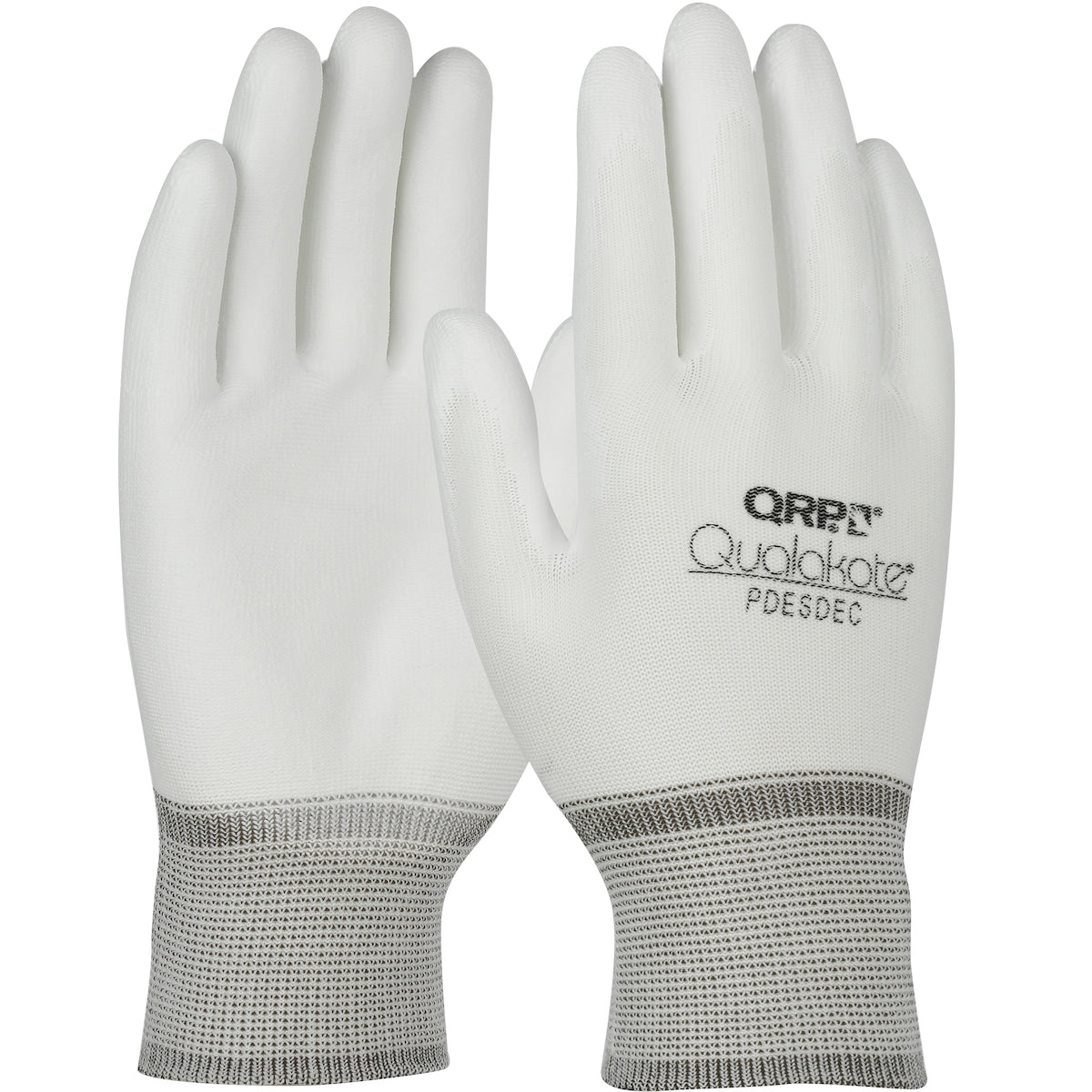 PDESDEC Seamless Knit Nylon Glove with Polyurethane Coated Grip on Palm & Fingertips