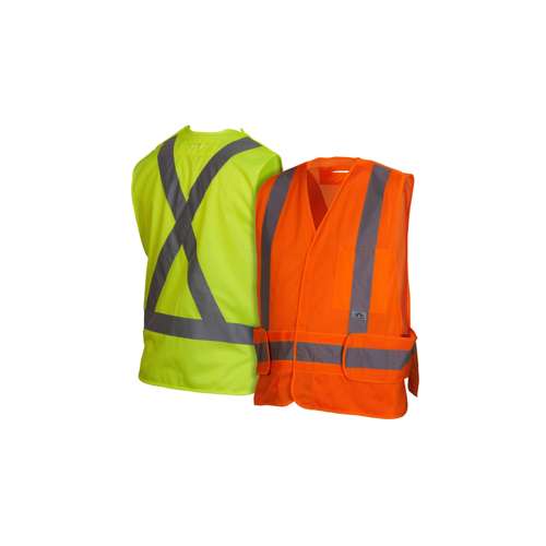 RCA2510SE Safety Vest - Hi-Vis Lime Vest with Reflective Tape - Self-Extinguishing - Size 2X Large