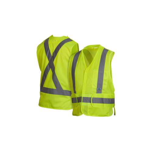 RCA2510SE Safety Vest - Hi-Vis Lime Vest with Reflective Tape - Self-Extinguishing - Size 2X Large