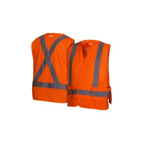 RCA2520SE Safety Vest - Hi-Vis Orange Vest with Reflective Tape - Self-Extinguishing - Size 2X Large