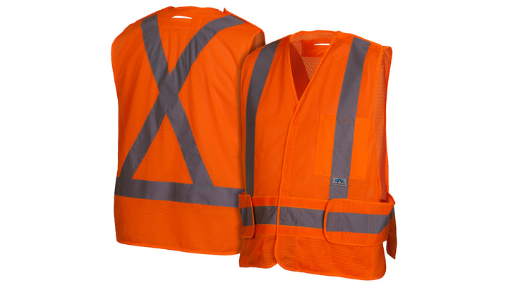 RCA2520SE Safety Vest - Hi-Vis Orange Vest with Reflective Tape - Self-Extinguishing - Size 2X Large