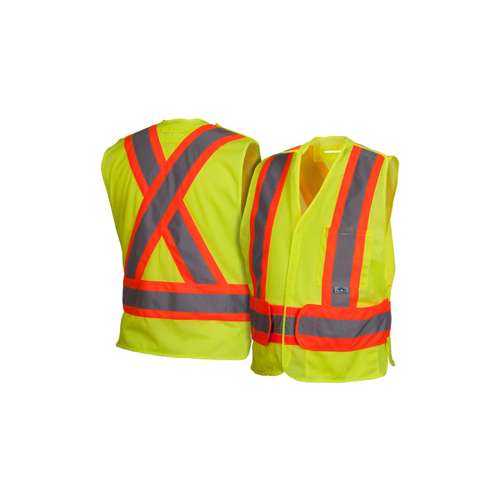 RCA2710 Safety Vest - Hi-Vis Lime Vest with Contrasting Reflective Tape - Size 2X Large