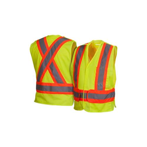 RCA2710 Safety Vest - Hi-Vis Lime Vest with Contrasting Reflective Tape - Size 2X Large