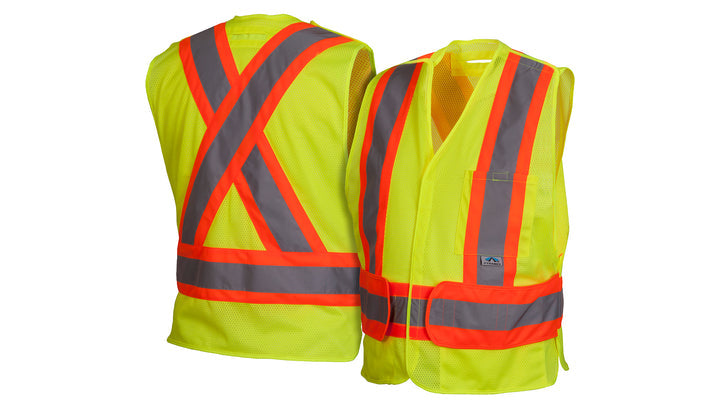 RCA2710 Safety Vest - Hi-Vis Lime Vest with Contrasting Reflective Tape - Size 2X Large