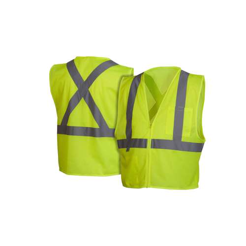 RCZ2110 Safety Vest - Hi-Vis Lime Vest with Reflective Tape - Size Extra Large