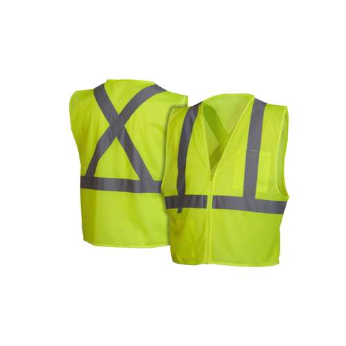 RCZ2110 Safety Vest - Hi-Vis Lime Vest with Reflective Tape - Size Extra Large