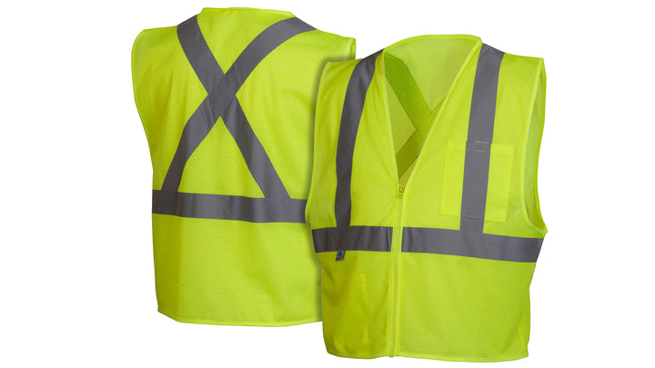 RCZ2110 Safety Vest - Hi-Vis Lime Vest with Reflective Tape - Size Extra Large